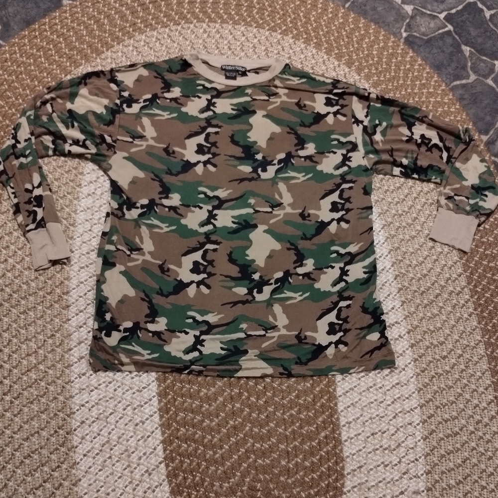 WinterSilks 100 % silk camo base layer top VINTAGE